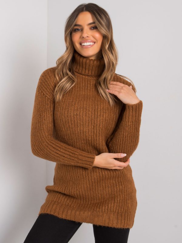 Brown long turtleneck sweater Daventry RUE PARIS