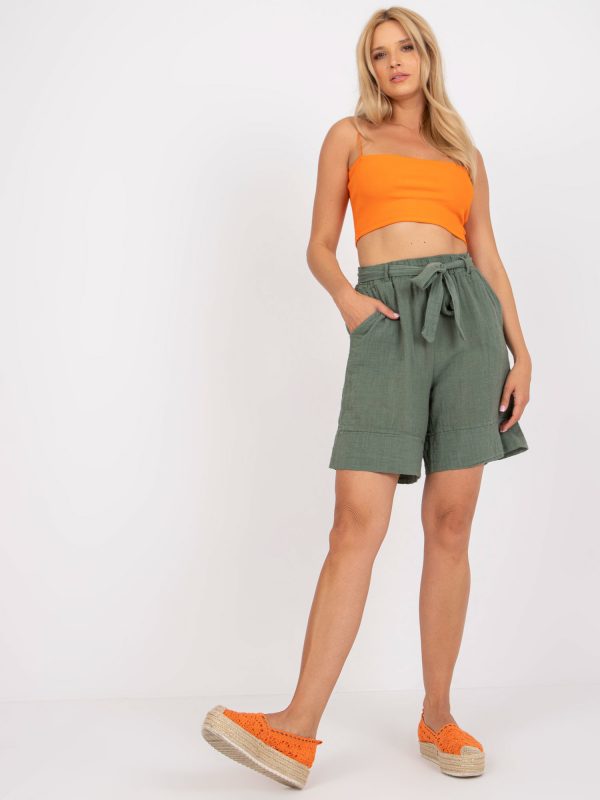 Khaki High Waist Bermuda Shorts OCH BELLA