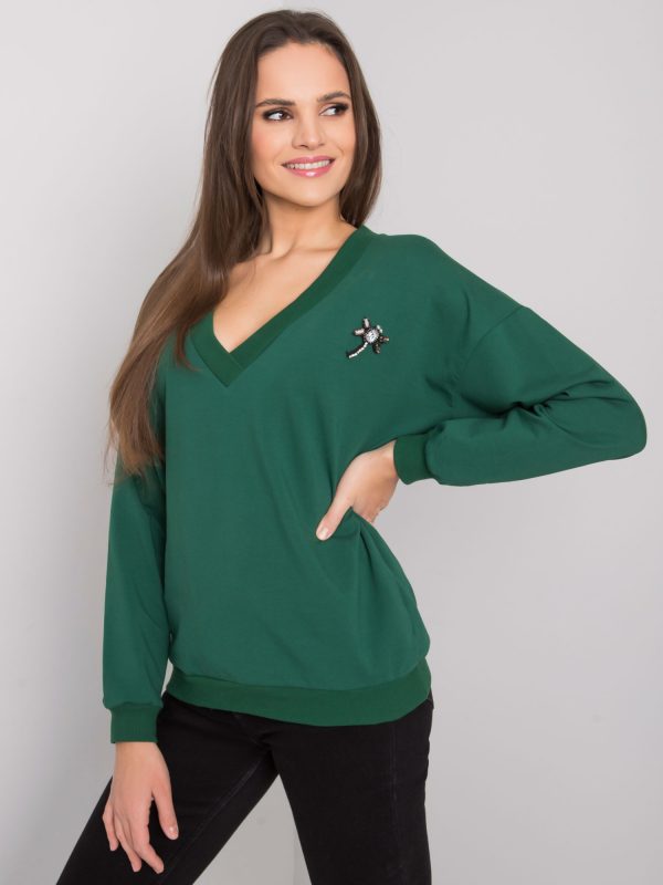 Dark green sweatshirt with applique Marseille RUE PARIS