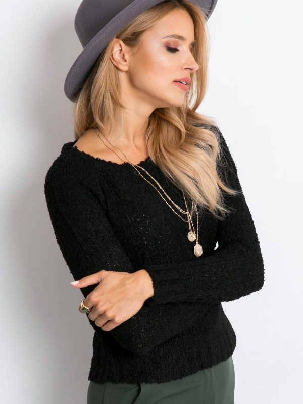 Black Boucle Sweater