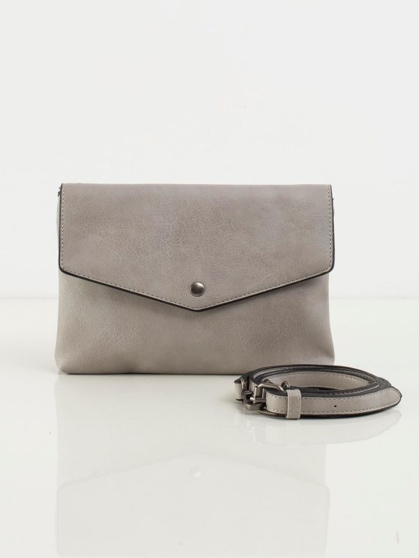 Light grey eco-leather handbag with flip