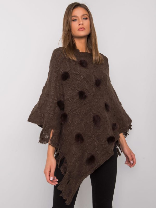 Bronze Poncho with Talisha Pompoms