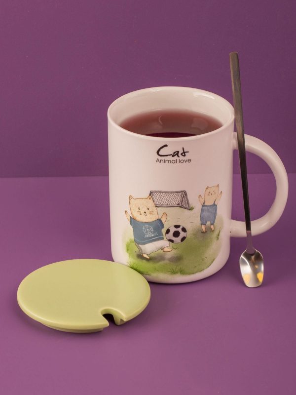 Ecru-green mug with lid