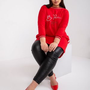 Red sweatshirt tunic plus size with Blanche inscriptions