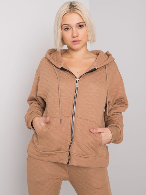 Camel quilted zipper sweatshirt Arezzo