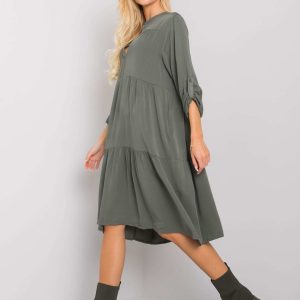 Khaki oversize dress with viscose Malone OCH BELLA