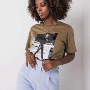 Khaki T-shirt with print Larissa