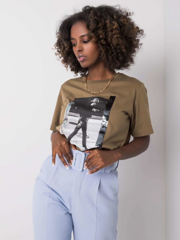 Khaki T-shirt with print Larissa