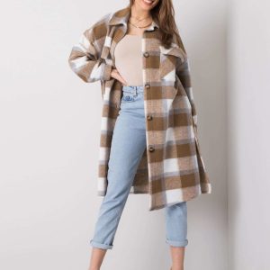 Beige and white checked shirt Otranto