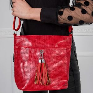 Red tasseled handbag