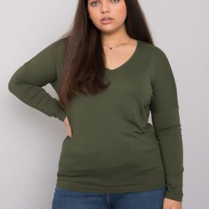 Khaki Plain Blouse Plus Size Elisa