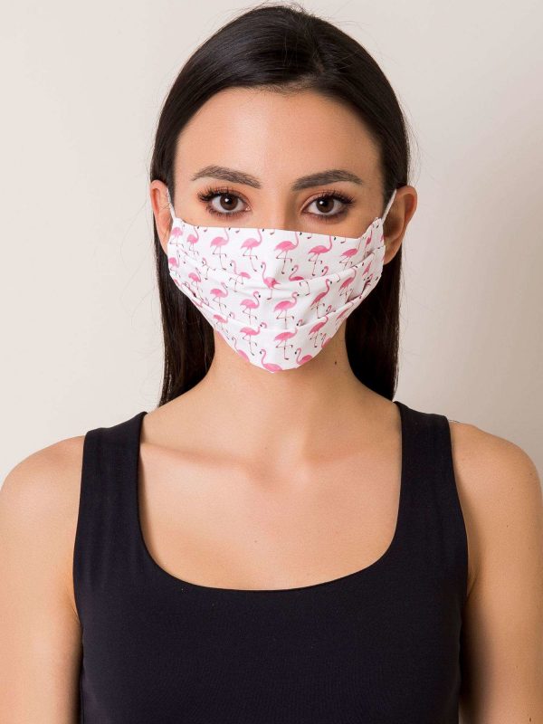 White Flamingo Printed Protective Mask