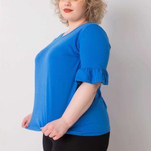 Dark Blue Cotton Plus Size Blouse Yareli