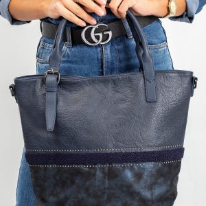 Dark blue women's bag in eco-leather