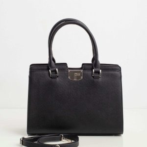 Black handbag with detachable strap