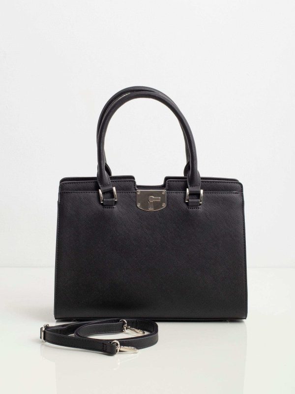 Black handbag with detachable strap