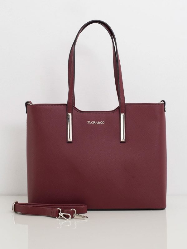 Burgundy large bag made of eco leather