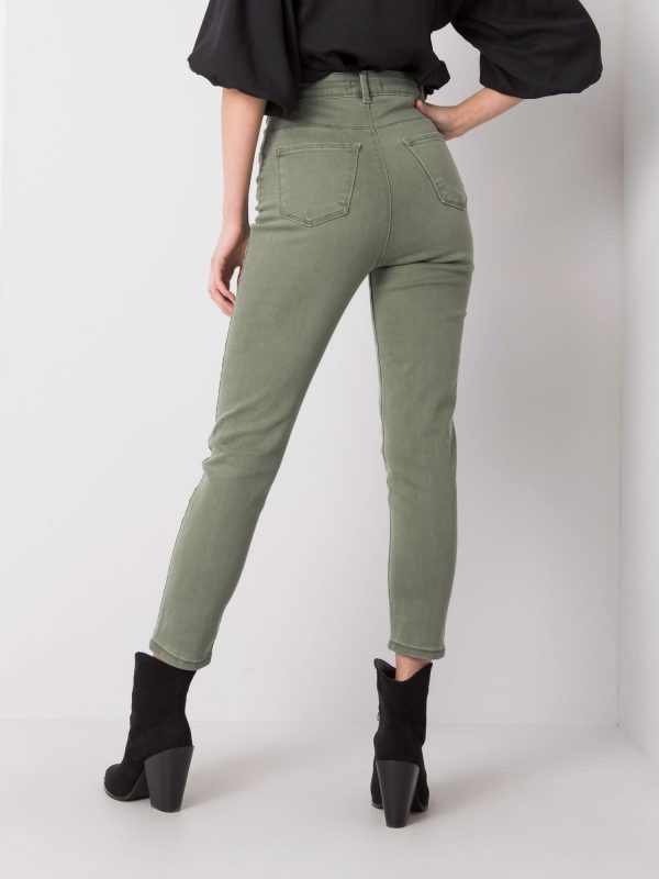 Khaki high waist jeans Idris RUE PARIS