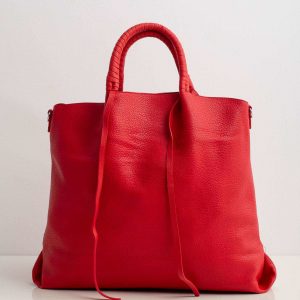 Red large bag made of eco leather