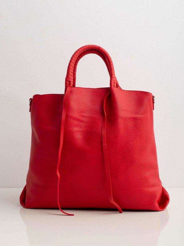 Red large bag made of eco leather