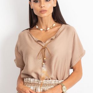 RUE PARIS Beige blouse Kiss