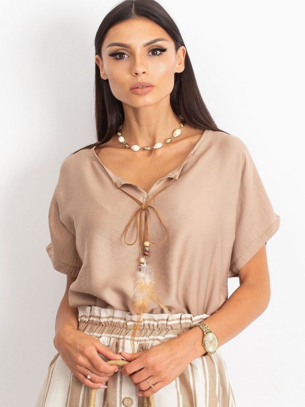 RUE PARIS Beige blouse Kiss