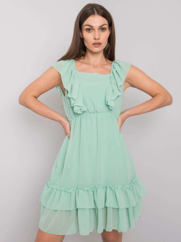 Safina green flounces dress