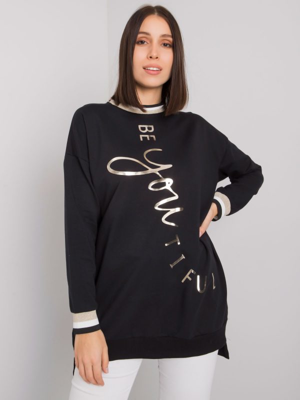 Black cotton tunic plus size with Jamellia inscription