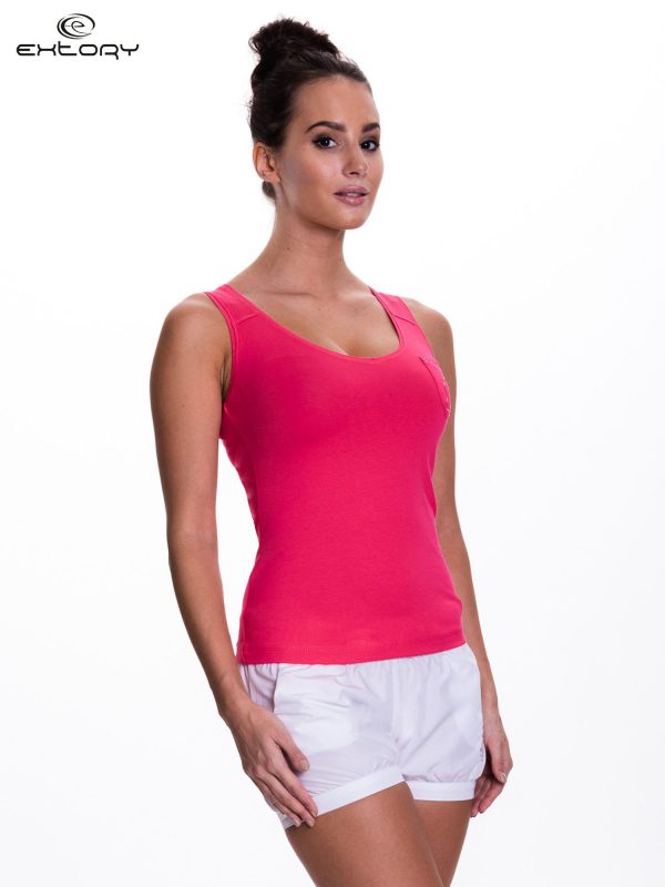 Pink sports top with rhinestones