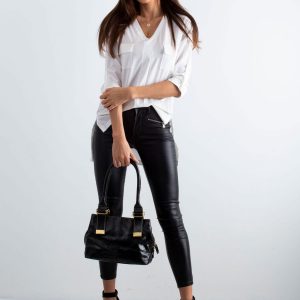 Black Eco Leather Shoulder Bag