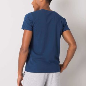 Light navy blue t-shirt for men with round neck Royce