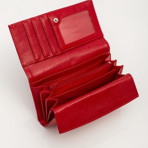 Red longitudinal eco-leather wallet