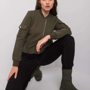 Khaki bomber sweatshirt with pockets Bertena RUE PARIS