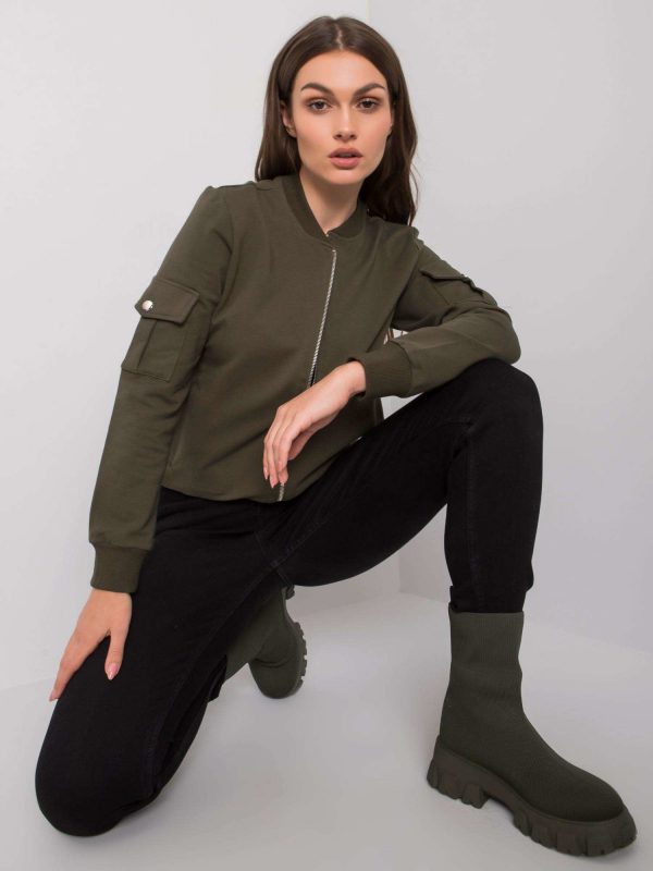 Khaki bomber sweatshirt with pockets Bertena RUE PARIS