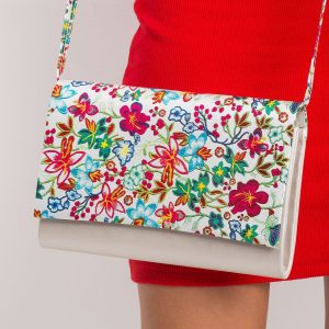 Light beige clutch bag with flowers