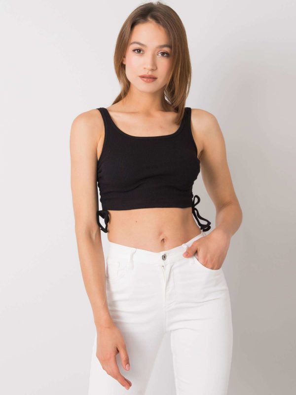 Black crop top with welts Loretta RUE PARIS