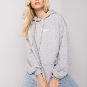 Gray melange sweatshirt with quilting Hanna RUE PARIS