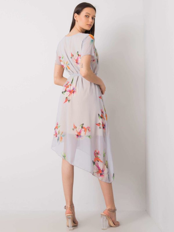 Gray dress with flowers Noemie