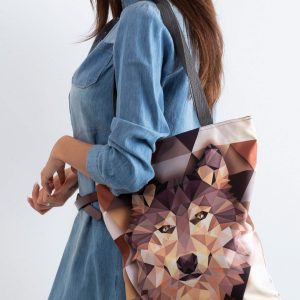 Brown Wolf Printed Bag