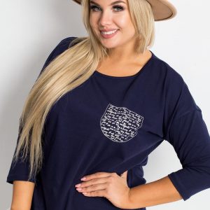 Navy blue plus size blouse Touchy