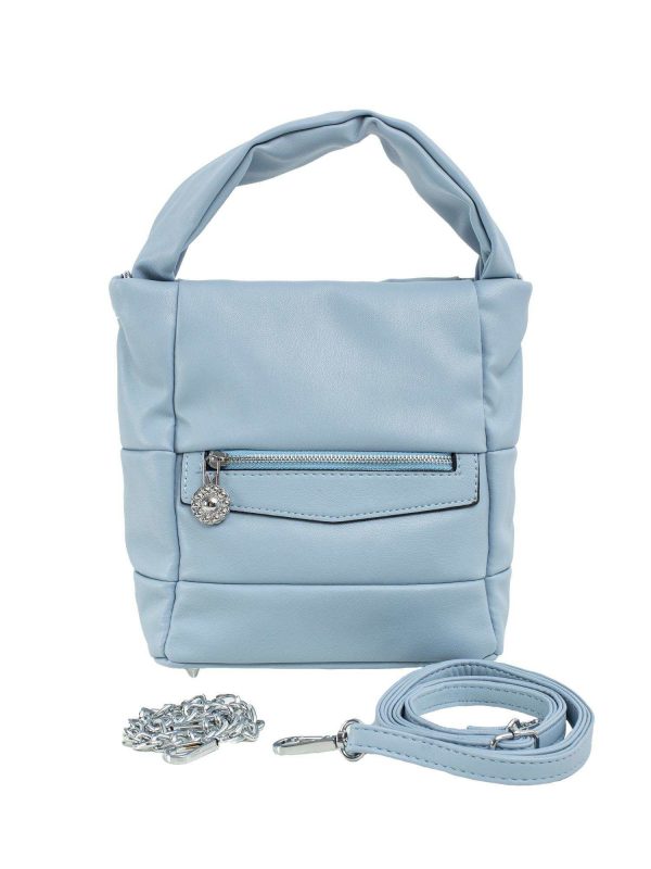 Light blue eco-leather handbag with handle
