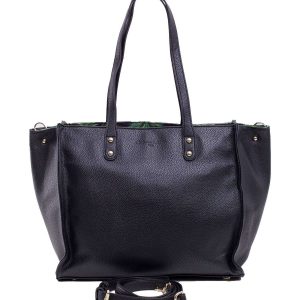 Black eco-leather bag with detachable strap