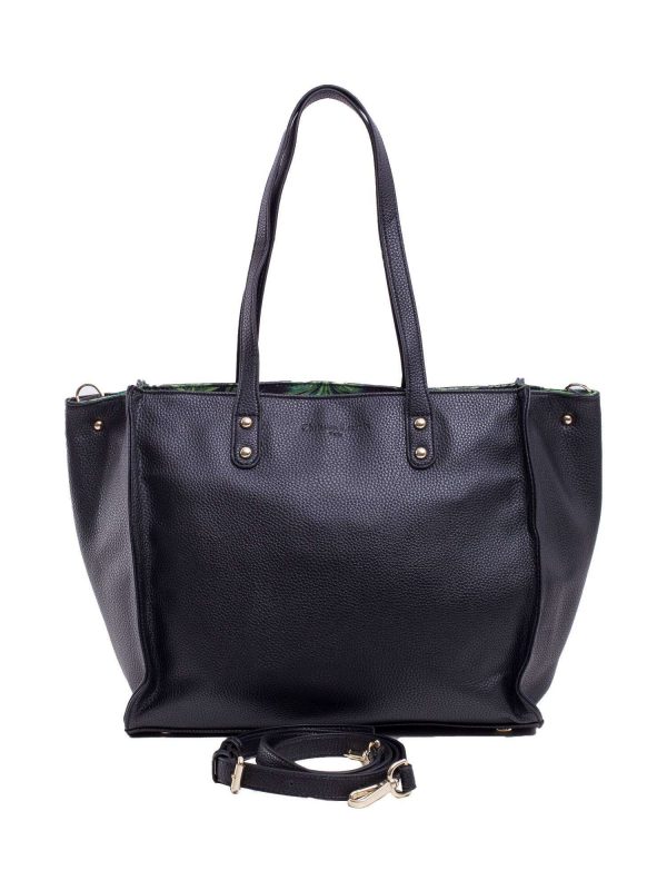 Black eco-leather bag with detachable strap