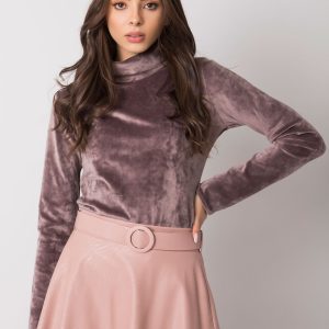 Beige velour blouse with turtleneck Millau