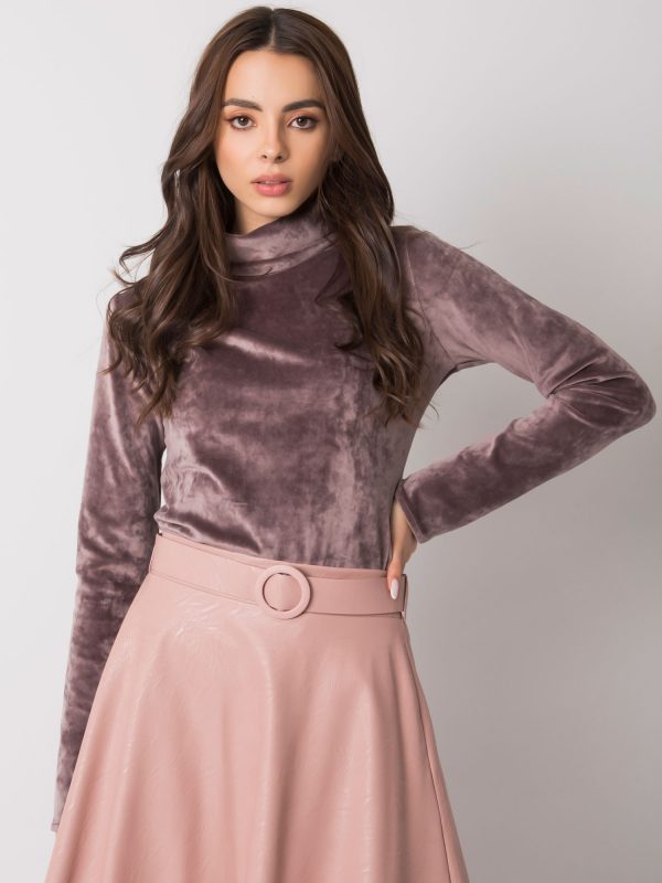 Beige velour blouse with turtleneck Millau