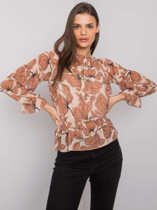 Beige and brown patterned blouse Nualla