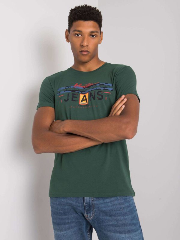 Khaki T-shirt for men with round neck Royce