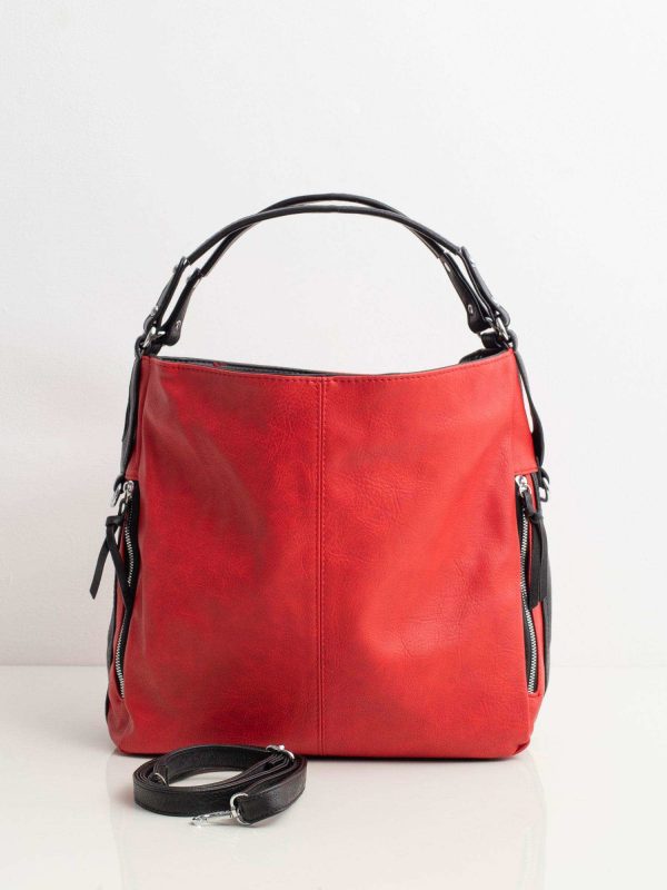 Red eco leather city bag