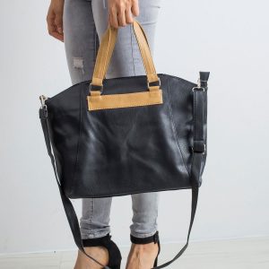 Black eco leather shopper bag