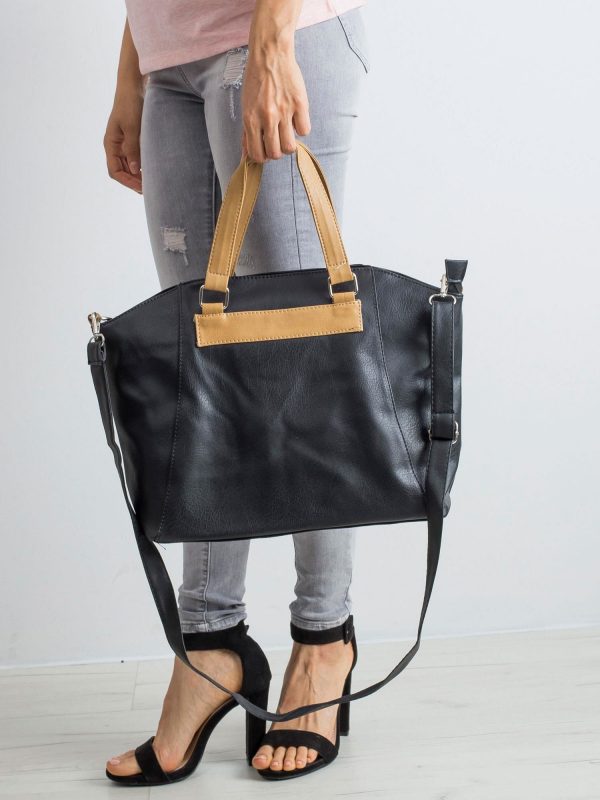 Black eco leather shopper bag